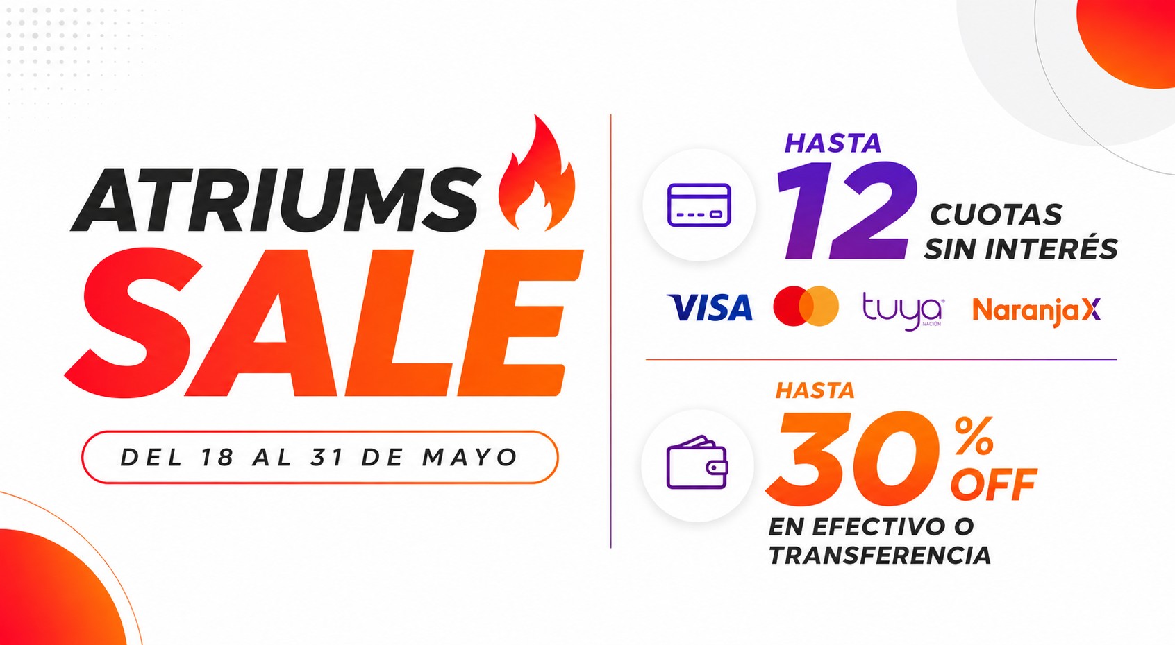 Hot Sale — Del 11 al 16 de mayo. Hasta 12 cuotas sin interés y 30% off en efectivo.